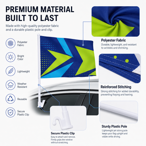 <b>Car</b> Window Flag Custom Design <b>Clip</b> On Mount Polyester Banner Sports Event Auto Parade Promotional Display Bulk Wholesale - Product Image 4