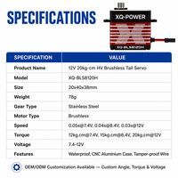 Servomoteur de queue brushless haute performance 20KG 12V étanche avec engrenages en acier inoxydable pour drone quadricoptère - Vente en gros XQ-POWER XQ-BLS8120H