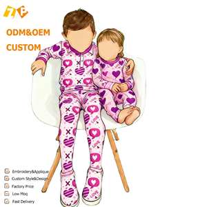 Großhandelspreis Neuer Stil Herbst/Winter Jungen Mädchen Knopf-Bambus-Pyjama-Sets mit Kragen im Europa-Amerika-Stil Niedlich und Bequem - Product Image 3