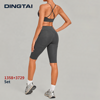 Ensemble de yoga brossé Dingtai pour femmes avec soutien-gorge de sport rembourré et short, séchage rapide pour la gym et la course à pied