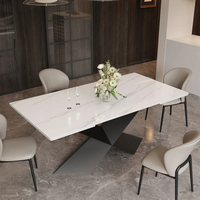 Ensemble de table à manger en céramique irrégulière moderne et luxueuse, design minimaliste, extensible, pour appartement et hôtel, couleur personnalisée