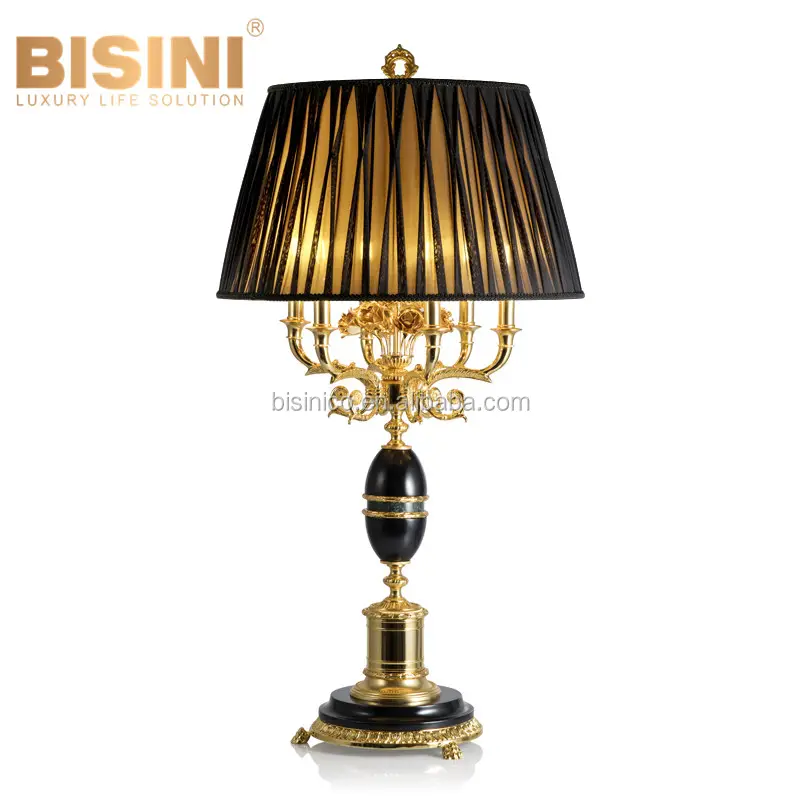 Enamel Black Porcelain Table Lamp With Shade, Ancient Casting Brass Chandelier Design Candle Lighting,