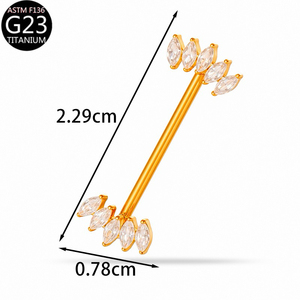 <span class=keywords><strong>Piercing</strong></span> per Capezzolo Freya G23 in Titanio Massiccio con Zirconia Cubica Incastonata, Barra Dritta 14G, Gioiello per Capezzolo da Donna - Product Image 5