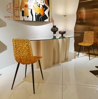 Chaise de salle à manger au design unique et moderne en acier inoxydable, chaises italiennes de luxe pour hôtels, banquets, salon, chaises en cristal ambré