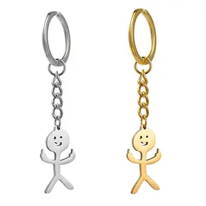 Haute qualité nouveau Style mignon dessin animé drôle Doodle plaqué argent et or métal pendentif porte-clés pour la décoration