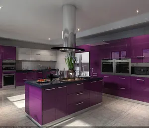 Hot sale high end pink purple kitchen cabinet design kitchen cabinet penang
