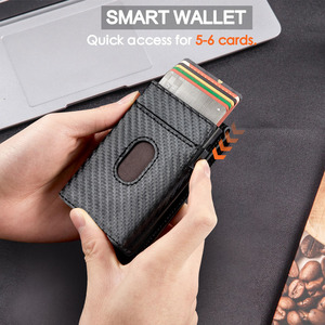 Carbon Fiber Textured <b>Wallet</b> <b>For</b> <b>Men</b> <b>RFID</b> Blocking Metal Card Holder Multi Slot Money Clip 6 Inch Solid Color Everyday Use - Product Image 4