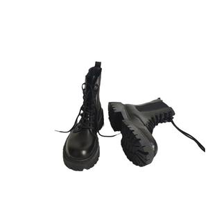 Bottes à lacets en PU doublées polaire, à talon épais et rivets, pour femme, collection automne/hiver, provenant directement de l'usine, tendance - Product Image 5