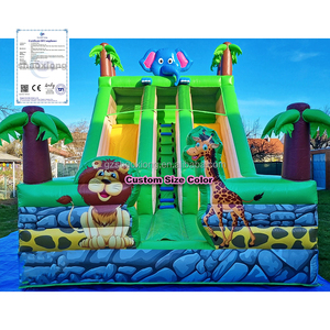 Thương mại <span class=keywords><strong>Inflatable</strong></span> động vật chủ đề Công viên trượt sân chơi ngoài trời phim hoạt hình inflatables lâu đài Combo đôi làn đường trượt cho trẻ em - Product Image 1