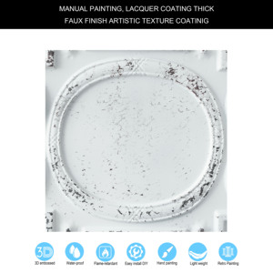 Panneaux muraux 3D gaufrés carrés 2x2 pieds, ignifuges, imperméables, effet fissuré, blanc/noir, PVC PL15, livraison incluse - Product Image 3