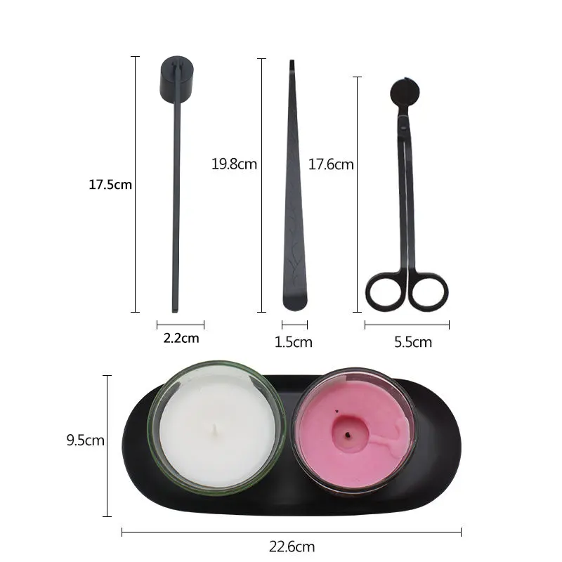 Großhandel Kerzen schere Black Candle Wick Care Kit Set Kerzen zubehör Wick Trimmer Set