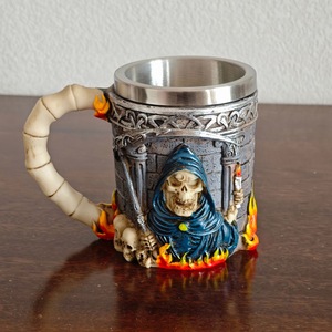 Chope à bière en acier inoxydable, motif crâne et squelette, style Chope du Diable, tasse à café gothique, pour fête d'Halloween - Product Image 3