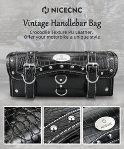 NiceCNC <span class=keywords><strong>moto</strong></span> <span class=keywords><strong>fourche</strong></span> renforcé Vintage <span class=keywords><strong>cuir</strong></span> reliure guidon sangles sac à outils Sissy Bar côté cadre sac pour Harley Dyna - Product Image 2