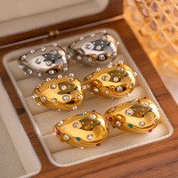 ODM anting-anting kancing tetesan air berongga anting-anting mutiara zirkon berlapis emas perhiasan wanita