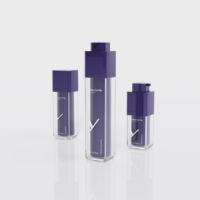 Flacon pompe sans air carré 15ml 30ml 50ml en ABS PP pour lotion, crème, shampoing, nettoyant visage, logo personnalisé