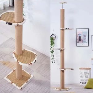 Hiện đại rắn gỗ mèo cây tháp Tổ leo khung len gãi cực sisal đồ nội thất sàn đến trần mèo đồ chơi đóng gói - Product Image 3
