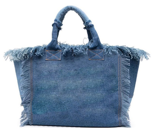 Nouveau sac fourre-tout de plage à une épaule de grande capacité imprimé en denim à pampilles européennes et américaines - Product Image 1