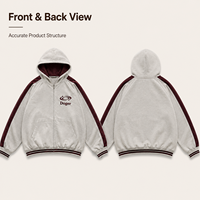 Hoodie Jaket Kasual Varsity Streetwear dengan Lengan Raglan Warna-Blok Kustom OEM dan Ritsleting Penuh