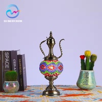 Lámpara de Mesa LED de Estilo Europeo Tradicional, Hecha a Mano, con Pantalla de Hierro y Vidrio, Colorida, 2700K, Luz Blanca Cálida Suave, Decorativa, Venta al Por Mayor