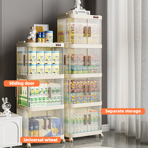 Carro <span class=keywords><strong>de</strong></span> almacenamiento <span class=keywords><strong>de</strong></span> alimentos multicapa Wannuo, armario <span class=keywords><strong>de</strong></span> almacenamiento <span class=keywords><strong>de</strong></span> doble puerta Visual transparente, carro <span class=keywords><strong>de</strong></span> almacenamiento <span class=keywords><strong>de</strong></span> plástico para dormitorio con ruedas - Product Image 2