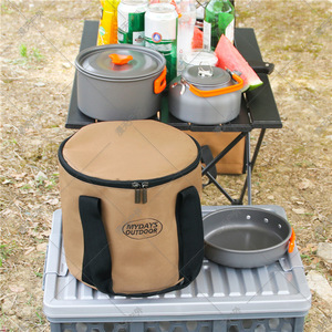 Mydays Outdoor Canvas Camping Cookware Storage Bag With Pot Cover Large Medium <b>Small</b> Outdoor <b>Bucket</b> Shape Tote Bag - Product Image 1