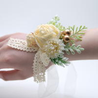 Bracelets de poignet en tissu pour mariée et demoiselles d'honneur, motif rose, pour Noël, séchés