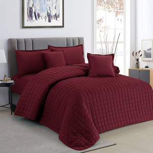 Ensemble de literie personnalisé transfrontalier en coton pur, matelassé, à carreaux, couleur unie, double face, lavable, six pièces, pour l'été - Product Image 6