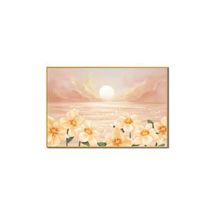 Peinture murale <span class=keywords><strong>de</strong></span> paysage magnifique en gros : <span class=keywords><strong>Coucher</strong></span> <span class=keywords><strong>de</strong></span> <span class=keywords><strong>soleil</strong></span> floral sur <span class=keywords><strong>la</strong></span> <span class=keywords><strong>mer</strong></span>, paysage côtier, style pastel - Product Image 5