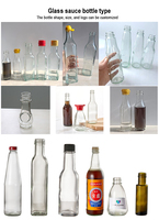 Bouteille en verre transparent de 250 ml (8 oz) pour sauce piquante avec bouchon, bouteille en verre vide pour sauce chili, emballage alimentaire OEM