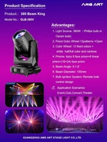 Projecteur Beam Moving Head 380W avec double disque de prismes superposés, 13 couleurs, DMX512, activé par le son, pour scène, mariage, DJ
