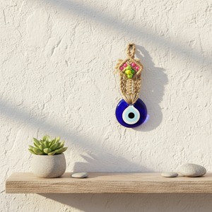 Ornement Macrame Evil Eye Outil de tournage de verre 5x14cm Pièce décorative durable et élégante - Product Image 3