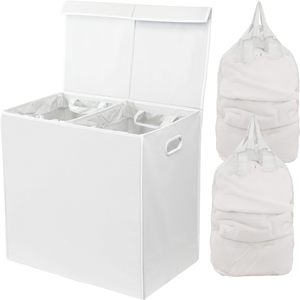 120L <b>Double</b> Laundry Basket with 2 Removable Bags 2 Section Laundry <b>Bin</b> with Handles for Bathroom - Product Image 1