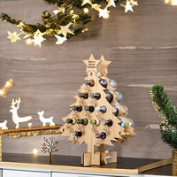 Neuer Maßgefertigter 12-Flaschen Holz-Weihnachtsbaum Klassischer Wein- & Bier-Adventskalender 24 Tage Lasergeschnittene Weihnachtsfiguren & Spielzeug