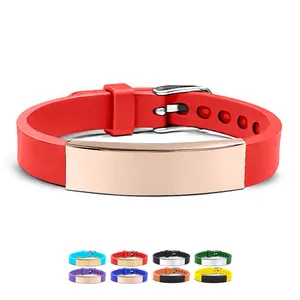 Custom Metal Wristbands with Engraved Characters for Promotions and Gifts Metal Bracelets Silicone Wristband YJEL0220