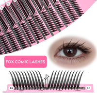 Meecil Nouveau Design Style Léger 12 Rangées Extensions de Cils Anime Préfabriquées Individuelles en Fibre PBT Faites à la Main Base Affûtée Plateaux