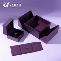 Boîte à bijoux de luxe YADAO, double porte, boîte extérieure en papier violet, boîte intérieure en simili cuir avec insert amovible multifonctionnel