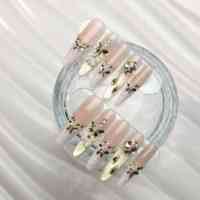 Ongles longs à pression Stiletto réutilisables OEM ODM avec dentelle chromée, strass et perles pour nail art français, idéaux pour les ongles de Noël