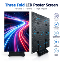 Écran publicitaire LED pliable à trois volets, affichage numérique intérieur pour la publicité dans les halls de cinéma, panneau d'affichage publicitaire