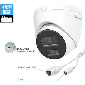4MP Hybrid Light Turret POE <strong>Camera</strong> Smart Color Night Vision <strong>Wired</strong> <strong>Security</strong> <strong>Camera</strong> Outdoor with Microphone IP67 Weatherproof 512G - Product Image 4