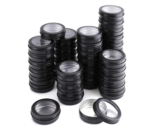 Tapas de tornillo redondas para latas con ventana transparente, contenedores de Metal negro mate para especias, botes de almacenamiento de aluminio para viaje - Product Image 1