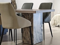 Table à manger multifonctionnelle carrée minimaliste italienne avec îlot central, armoire de rangement grande capacité, ensemble de meubles de salle à manger en bois