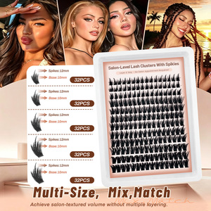 Extensions <span class=keywords><strong>de</strong></span> <span class=keywords><strong>cils</strong></span> en grappe effet anime, style manga, pointus, pour 10-12mm, en cheveux synthétiques, faits à la main, 12 rangées, réutilisables, faux <span class=keywords><strong>cils</strong></span> DIY - Product Image 3