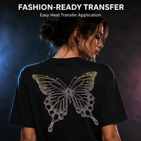 Transferts de strass de qualité supérieure, motif papillon en cristal AB DMC de haute qualité, technique de pose à chaud