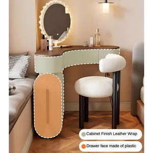 Meilleures Ventes Petite Coiffeuse d'Angle Moderne avec Miroir LED et Rangement Crème pour Maquillage, Meuble de Chambre pour Appartement - Product Image 4