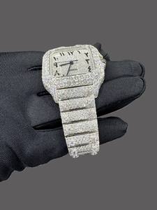 Montre mécanique automatique de luxe à quartz 40 mm 5 mm, style hip-hop brillant, diamant VVS1, verre en acier inoxydable - Product Image 2