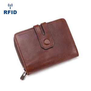 Cartera de Cuero Genuino Dujiang Unisex con Protección RFID, Monedero para Múltiples Tarjetas y Monedas, Uso Diario, Color Marrón - Product Image 4