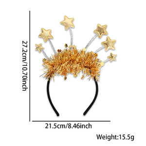 Diadema Circular de Plástico para Fiesta de Navidad 2027, Feliz Navidad, Estrella a Rayas Negra y Dorada - Product Image 5
