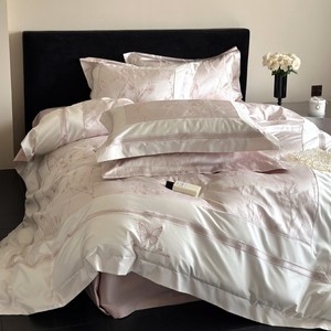 Parure de lit 4 pièces en coton pur à longues fibres 100 fils, jacquard teint en fil haute précision, style luxe léger pour <span class=keywords><strong>fille</strong></span> - Product Image 2