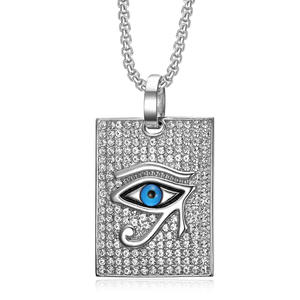Collier avec pendentif œil d'Horus en forme de <span class=keywords><strong>plaque</strong></span> carrée, chaîne cubaine perlée de style hip-hop, chaîne tressée - Product Image 3