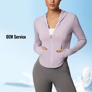 Summer Women's Slim Fit <strong>Ice</strong> Silk Breathable UPF50+ Rash <strong>Guard</strong> Anti UV Zip-up Nylon Spandex Fabric Jacket with Hood Armhole - Product Image 2